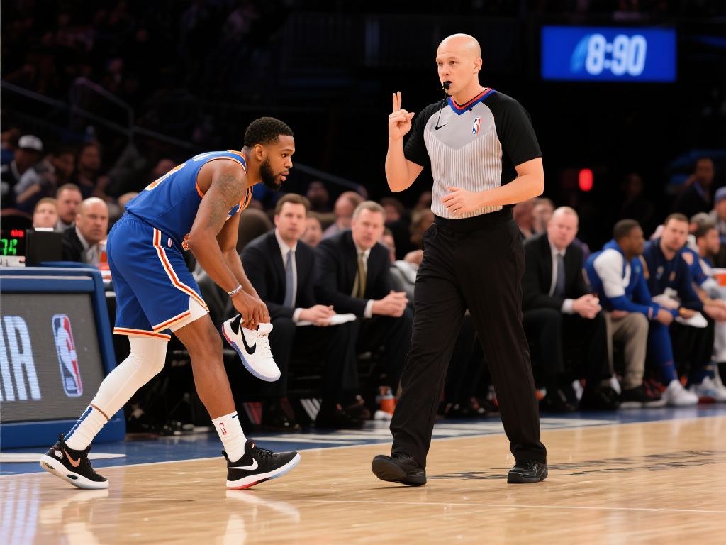 阿门鞋脱落仍持鞋回防，计时器未调整裁判中断比赛