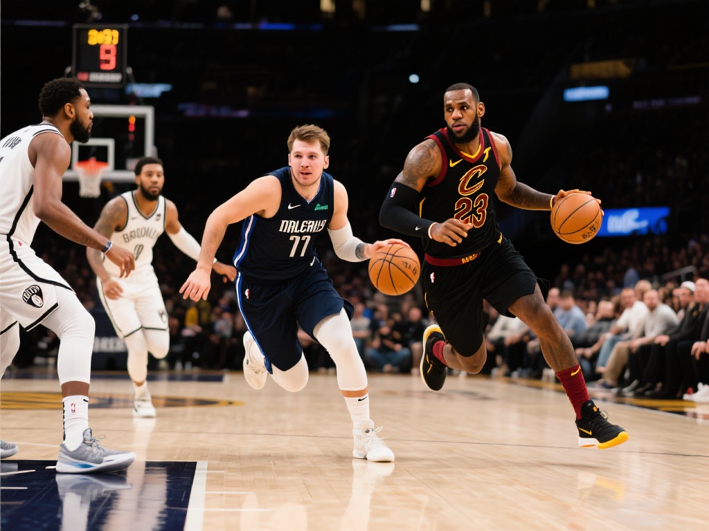 东契奇妙传助攻 詹姆斯快攻暴扣震撼全场